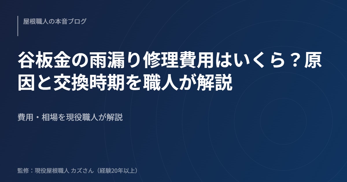 谷板金の雨漏り修理費用はいくら？原因と交換時期を職人が解説のアイキャッチ画像
