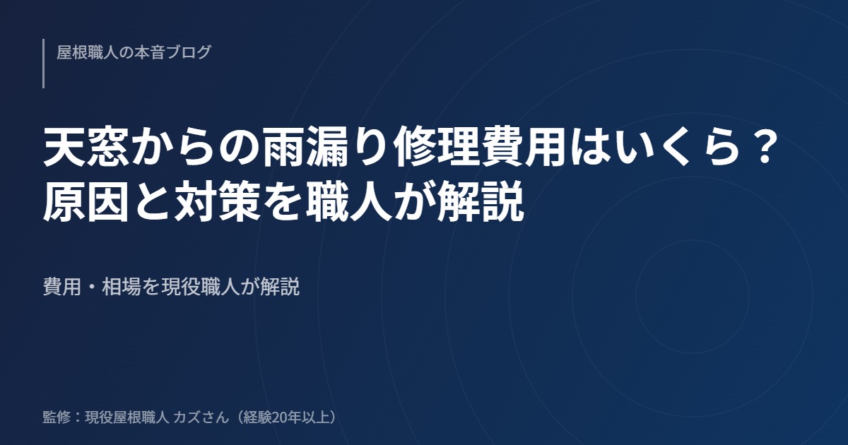 天窓からの雨漏り修理費用はいくら？原因と対策を職人が解説のアイキャッチ画像