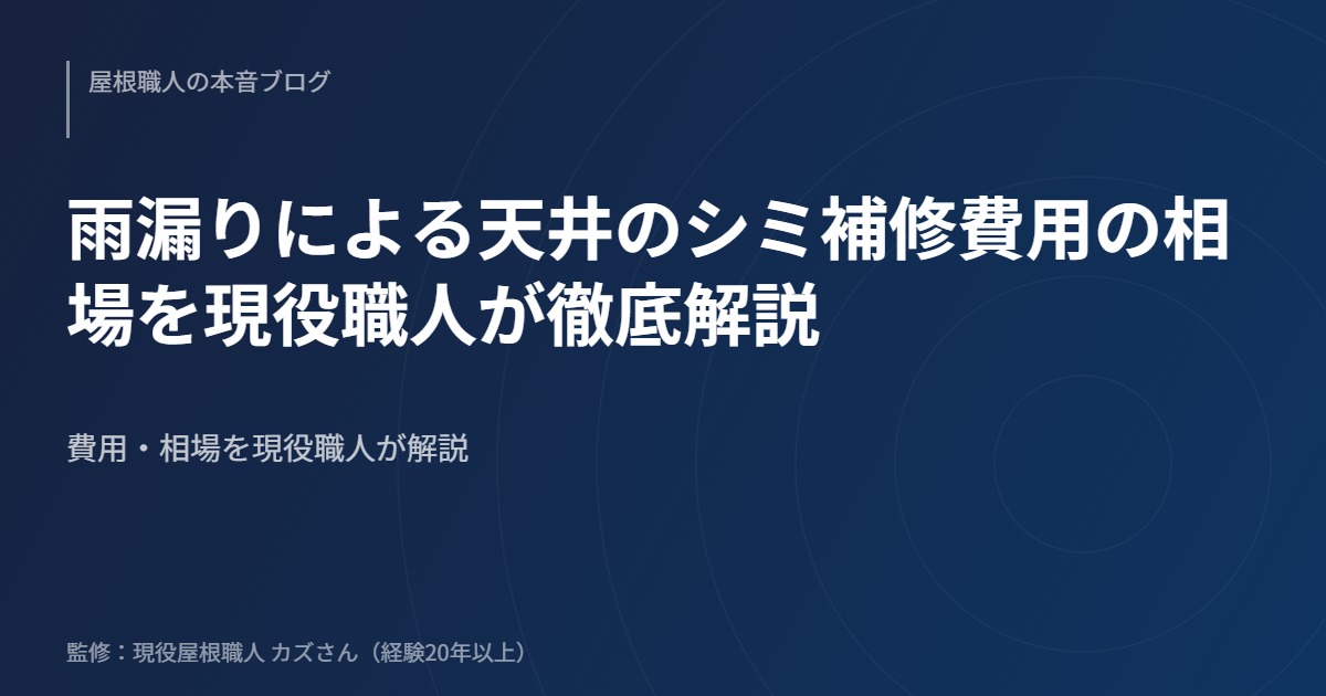 雨漏りによる天井のシミ補修費用の相場を現役職人が徹底解説のアイキャッチ画像